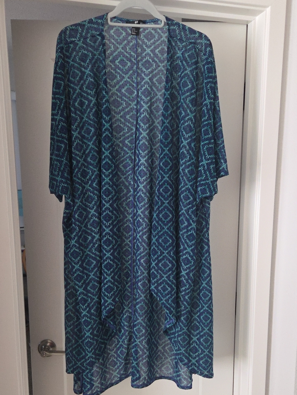 H&M Teal Patterned Kimono Cardigan